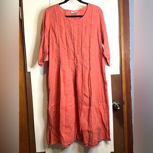 Cheyenne Women’s Size S/M Orange Boho 100% Linen Tunic